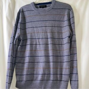 Banana Republic Men’s Gray 100% Merino Wool Striped Sweater